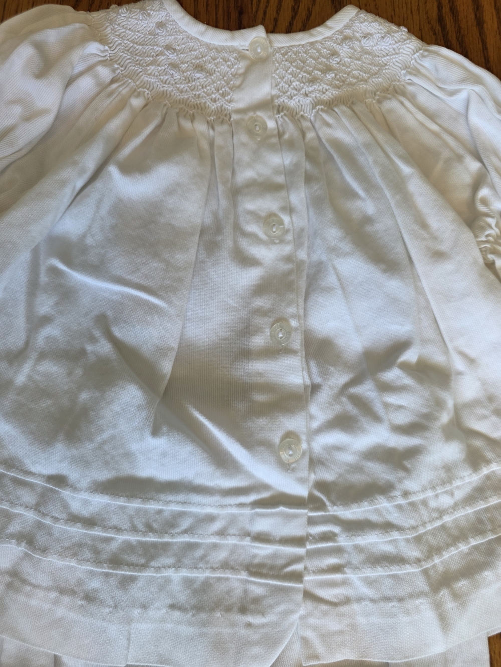 White Smocked Baby Dress with Bloomers - Picture 10 of 10